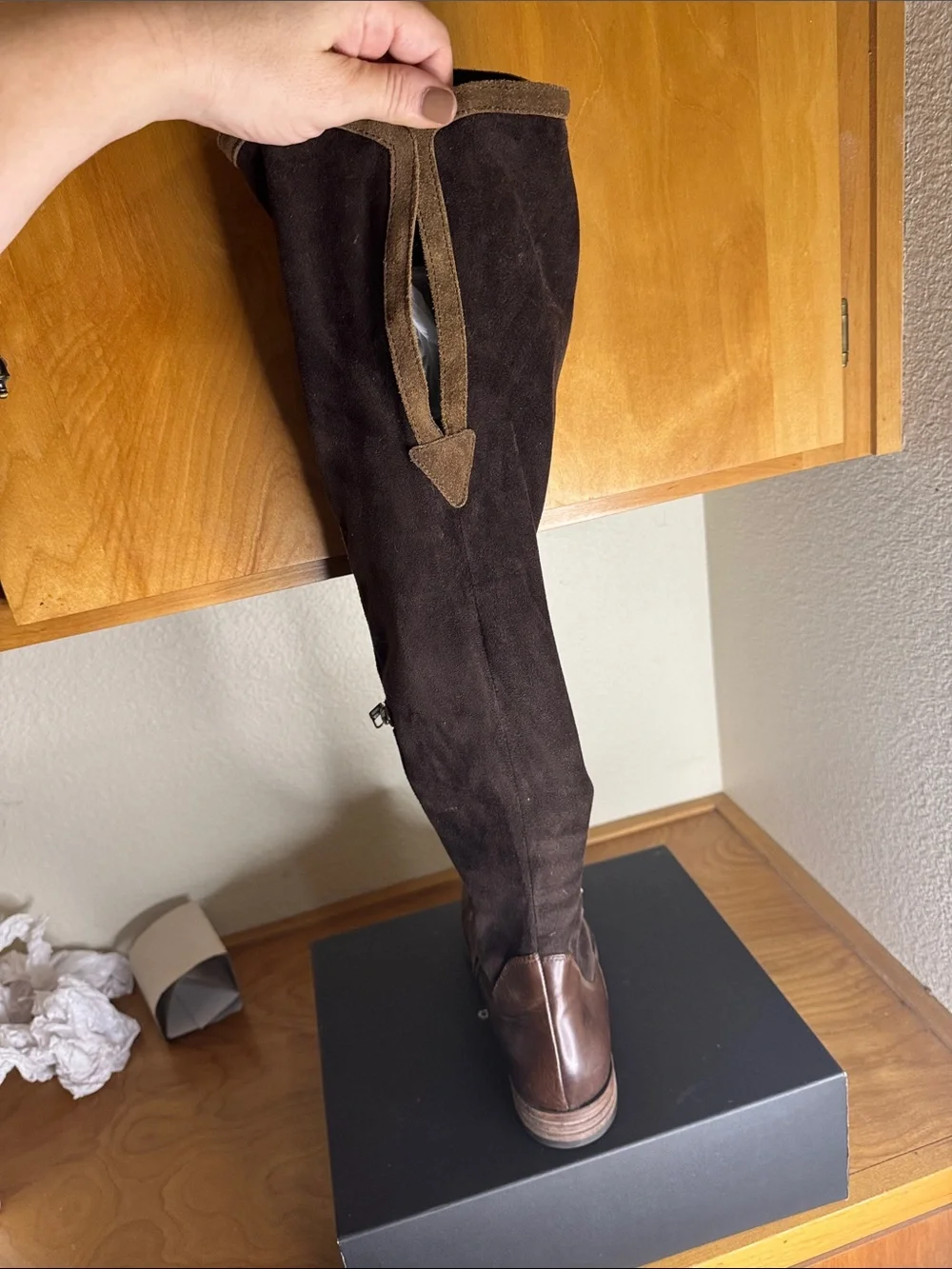 Free People Brown Suede Over-the-Knee Fringe Boots